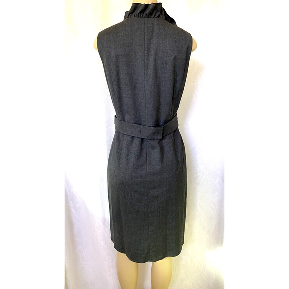 Escada Sport Sheath Dress V Neck Sleeveless Wool Ruffled Belt Lined Zip … - Picture 3 of 12